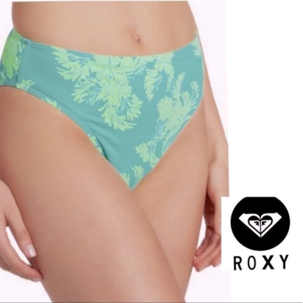 NEW! ROXY Bikini Bottoms Tropical Moderate Coverage High Leg and Waist Small